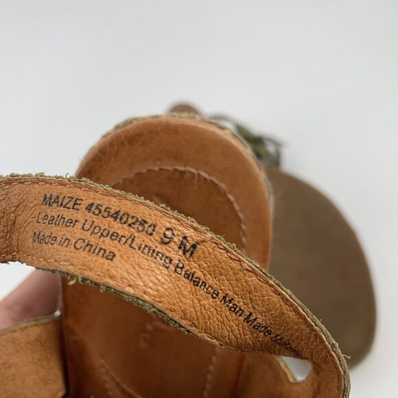 Naya Rea Maize Strappy Leather Open Toe Wedge Sandals Size 9 Olive Green Casual - Picture 6 of 9